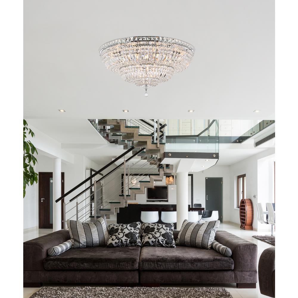 Tranquil 21 light Chrome Flush Mount Clear Royal Cut Crystal. Picture 7