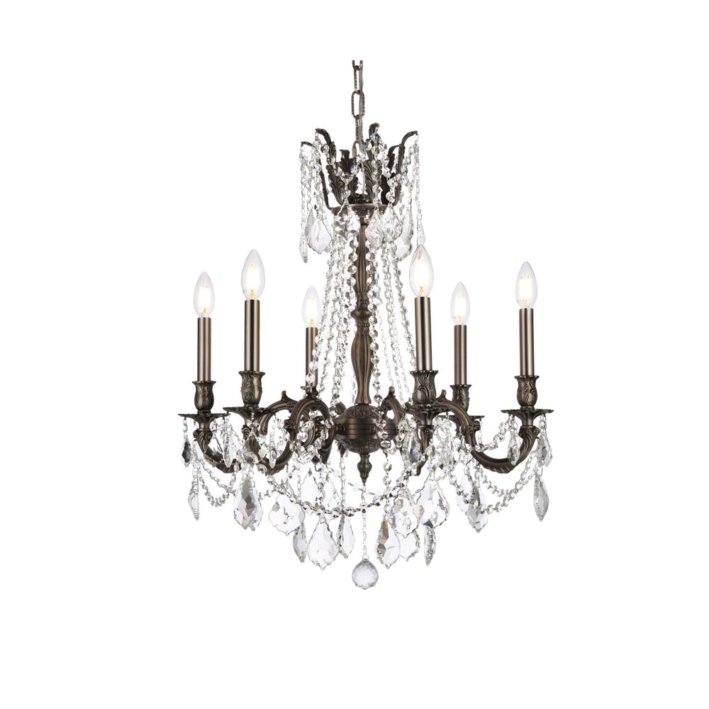 Rosalia 6 light Pewter Chandelier Clear Royal Cut Crystal. Picture 2