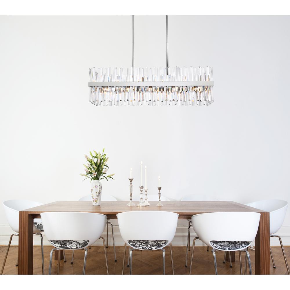 Serephina 42 inch crystal rectangle chandelier light in chrome. Picture 8