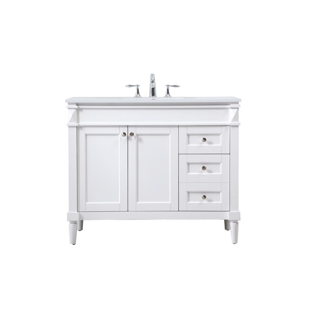 42 inch Single bathroom vanity in white. Picture 1