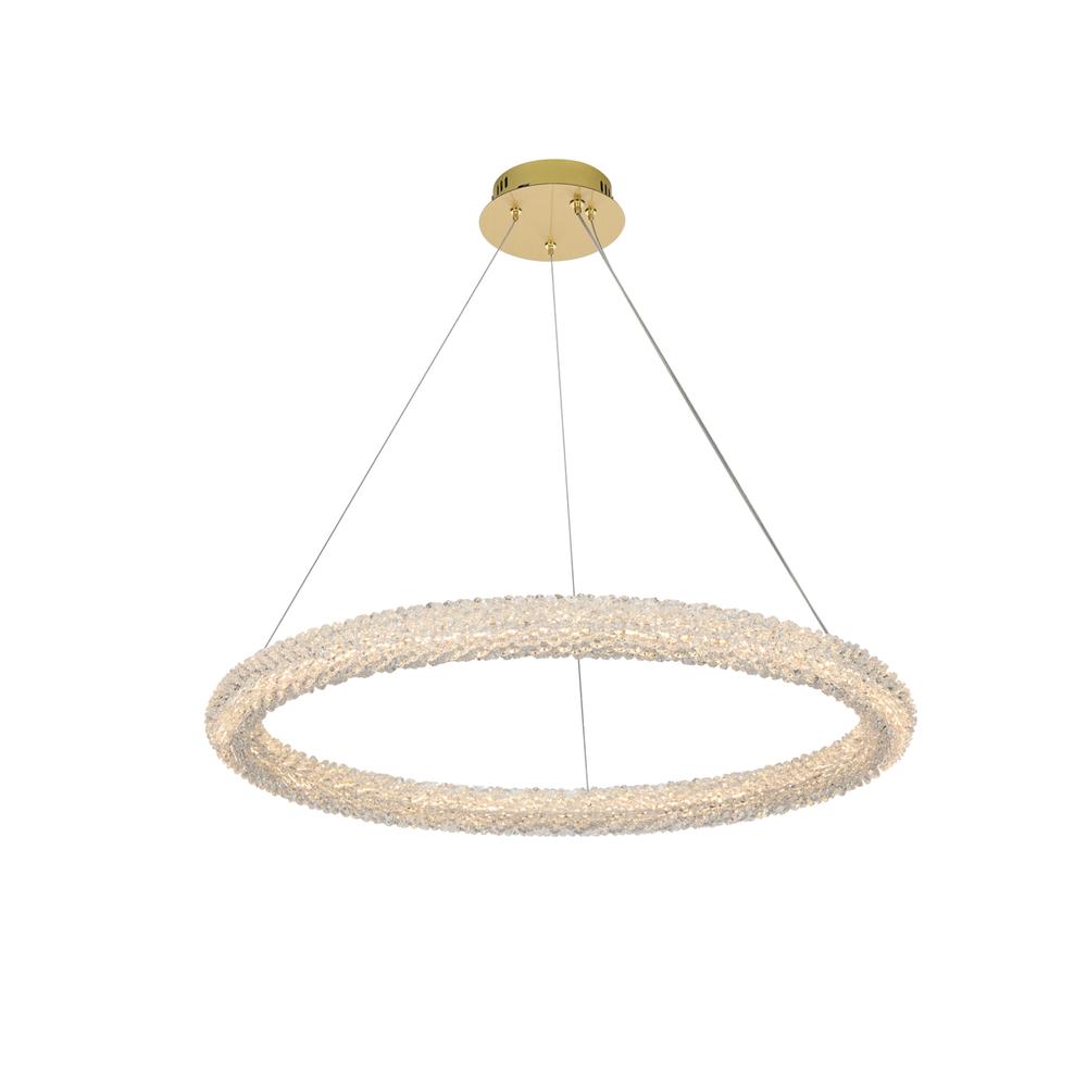 Bowen 32 inch Adjustable LED Chandelier in Satin Gold. Picture 1