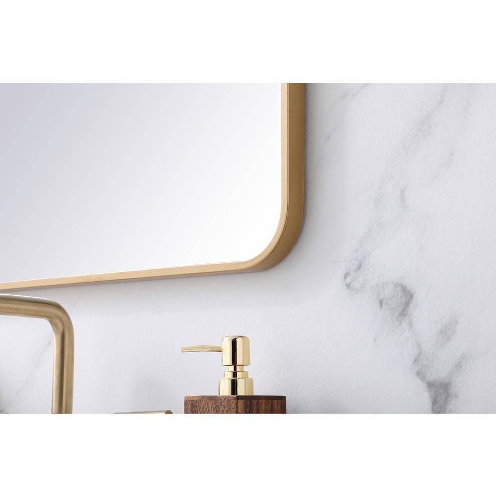 Soft corner metal rectangular mirror 22x30 inch in Brass. Picture 4