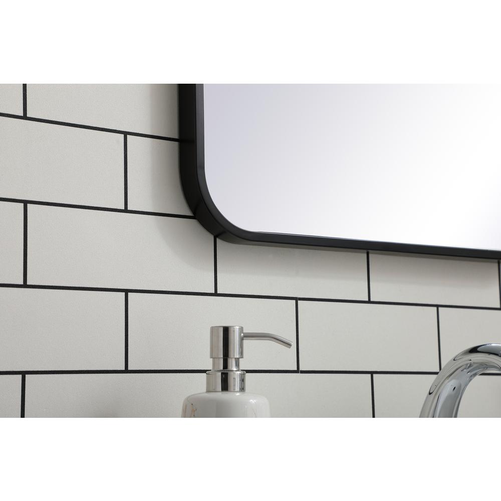 Soft corner metal rectangular mirror 18x30 inch in Black. Picture 4