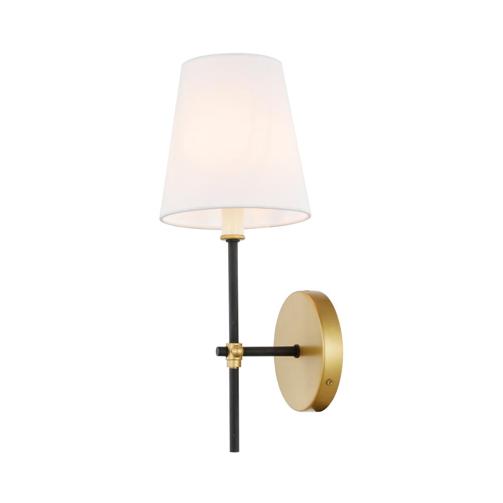 Mel 1 light Brass and Black and White shade wall sconce. Picture 8