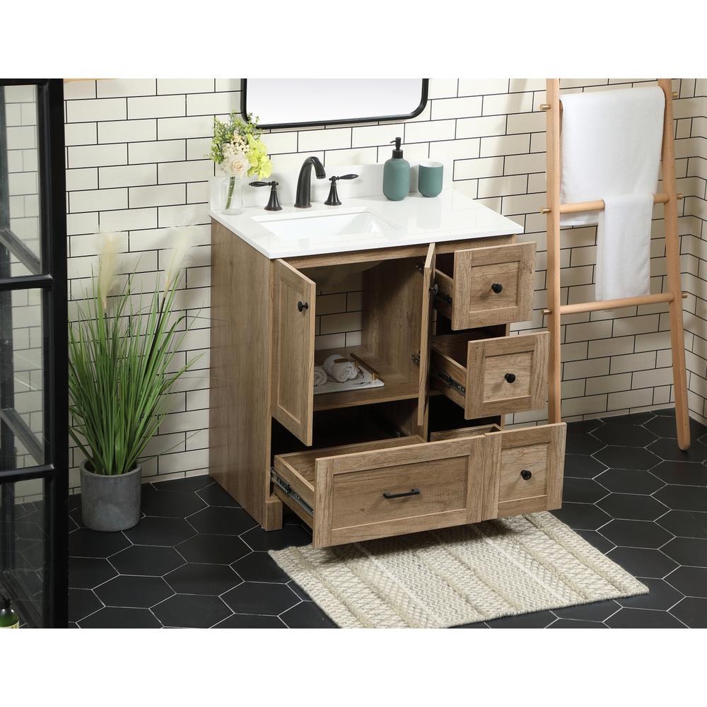 32 inch Single bathroom vanity in natural oak with backsplash. Picture 3