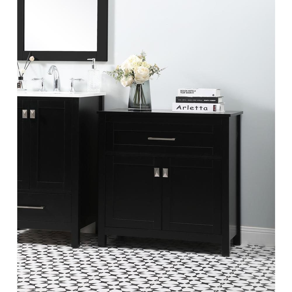 30 Inch Wide Bathroom Storage Freestanding Cabinet In Black. Picture 9