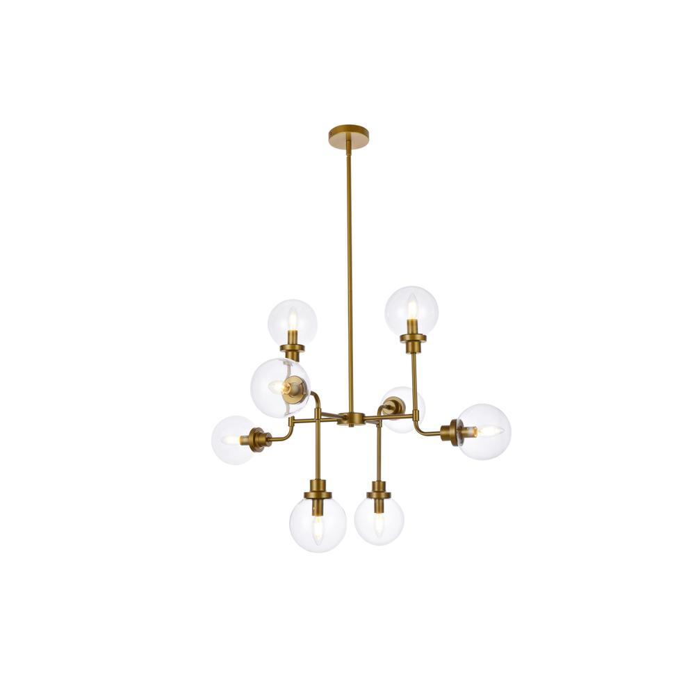Hanson 8 lights pendant in brass with clear shade. Picture 1
