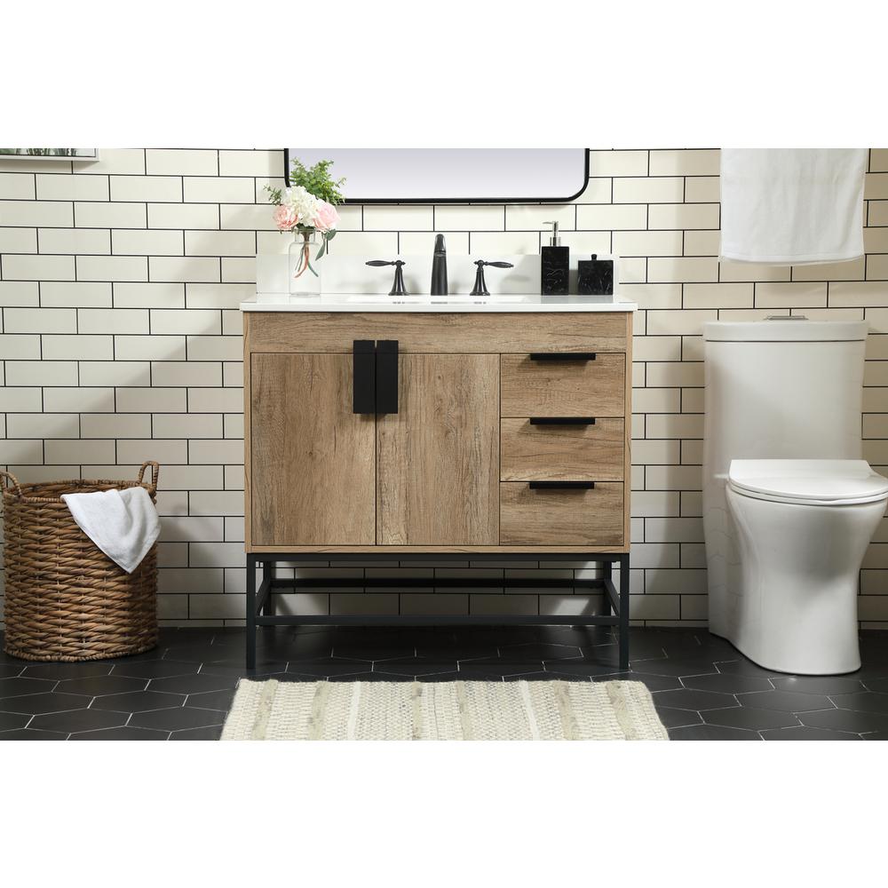 36 inch Single bathroom vanity in natural oak with backsplash. Picture 14