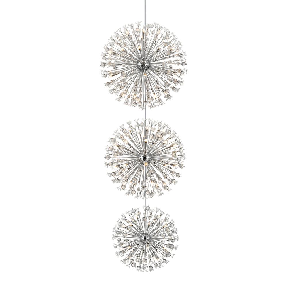 Vera 48 inch three tiers crystal starburst chandelier in chrome. Picture 2