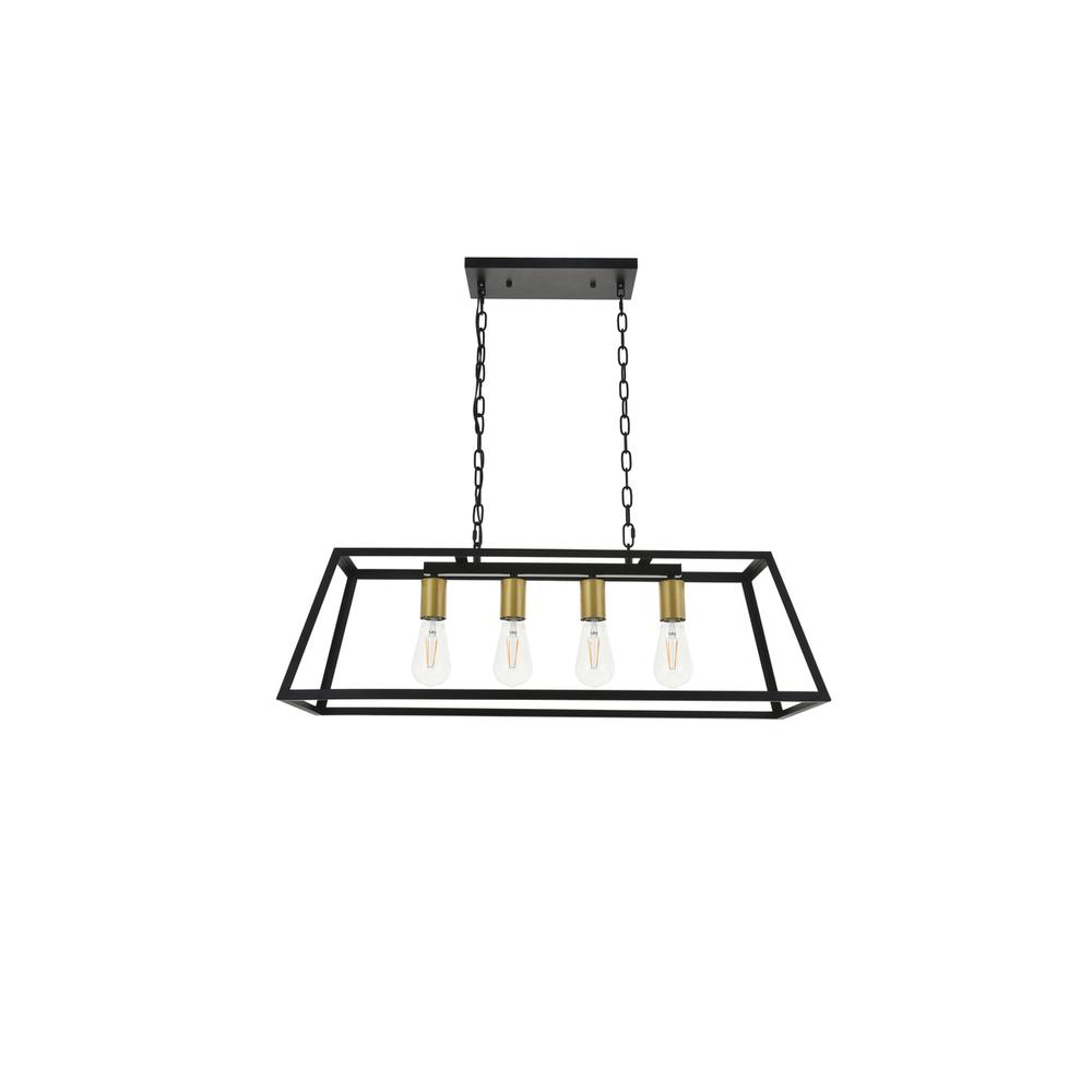 Resolute 4 light brass and black Pendant. Picture 4