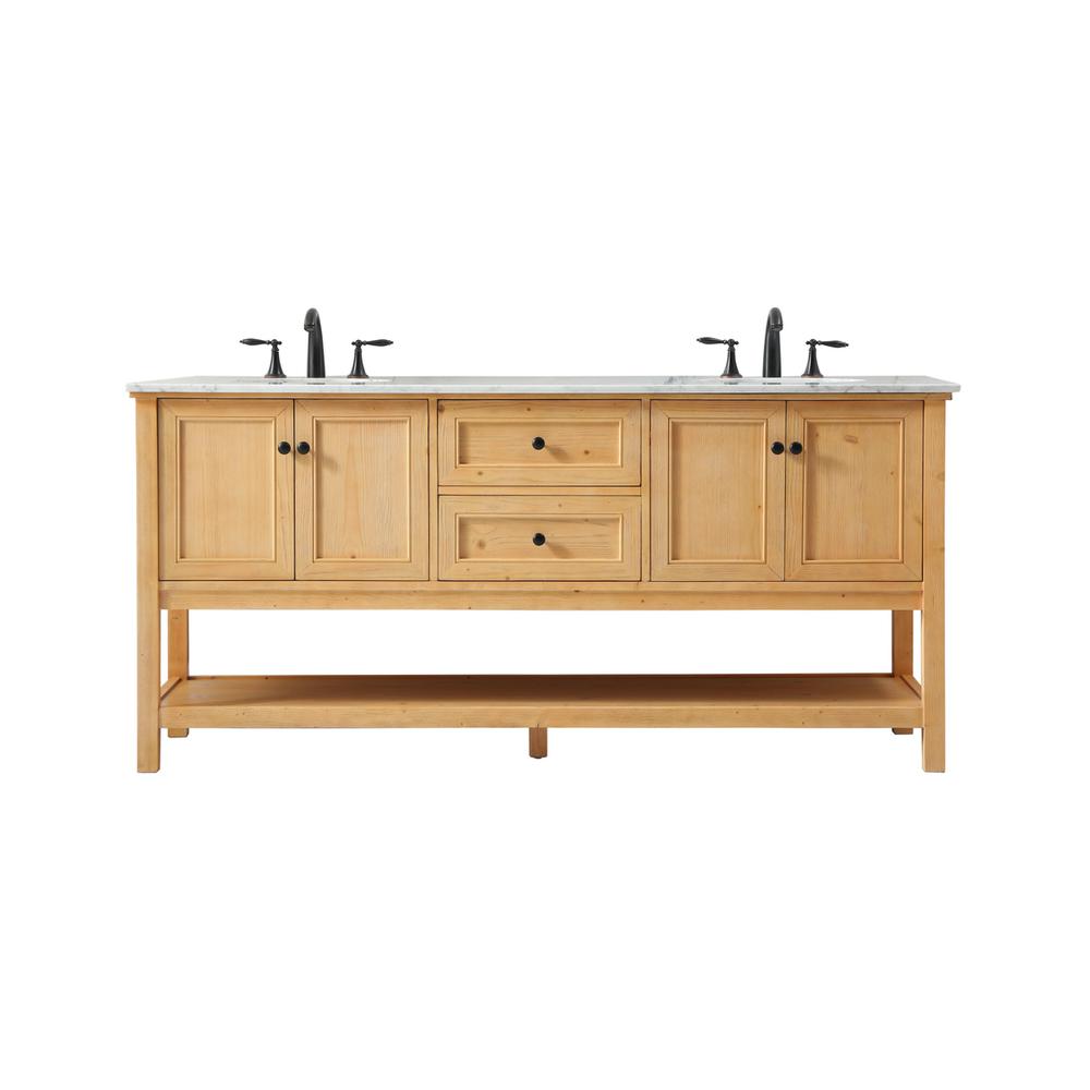 72 inch double bathroom vanity in natural wood. Picture 1
