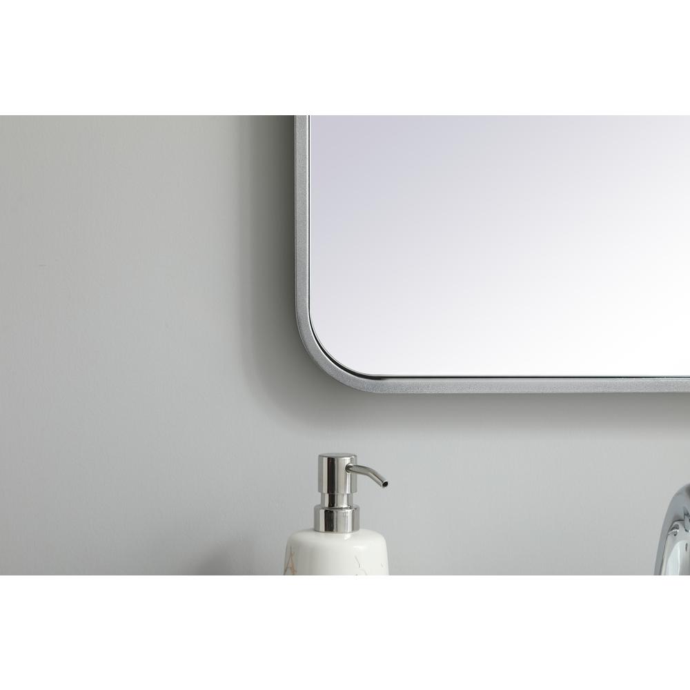 Soft corner metal rectangular mirror 20x36 inch in Silver. Picture 3