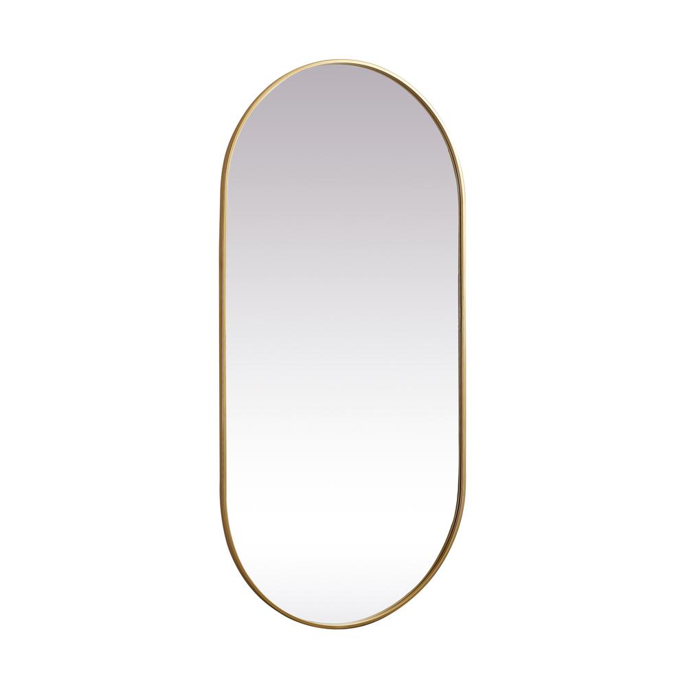Metal Frame Oval Mirror 30x60 Inch in Brass. Picture 7