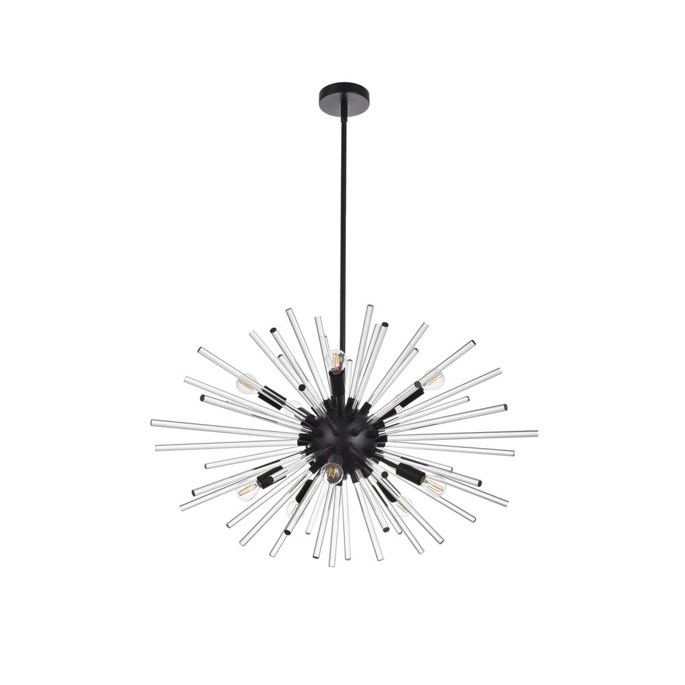 Sienna 32 inch crystal rod pendant in black. Picture 6