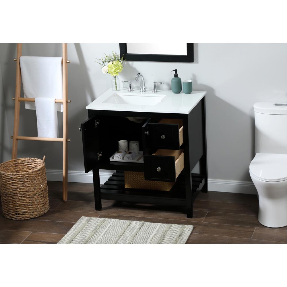 32 inch Single bathroom vanity in black. Picture 3