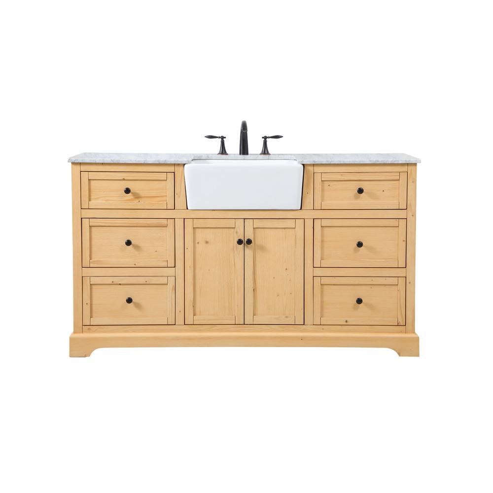 60 inch Single bathroom vanity in natural wood. Picture 1