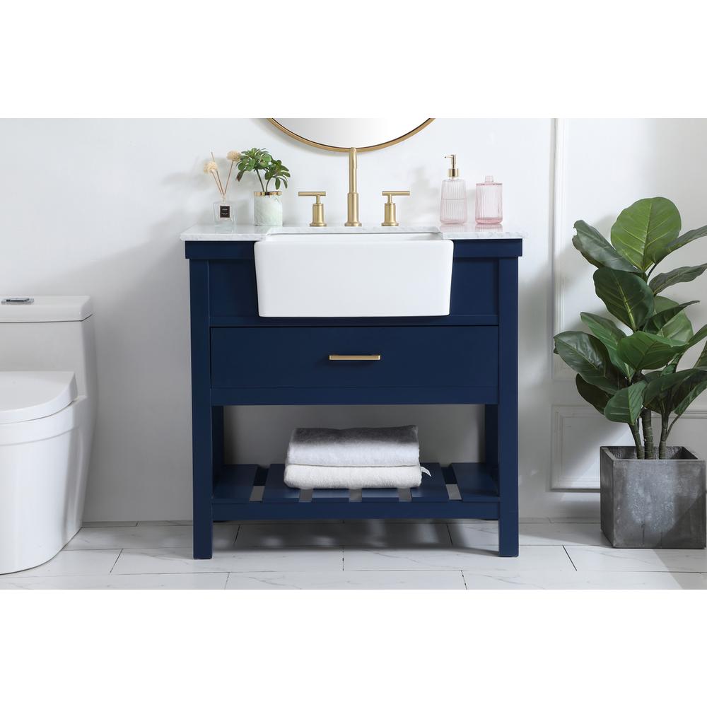 36 inch Single bathroom vanity in blue. Picture 14
