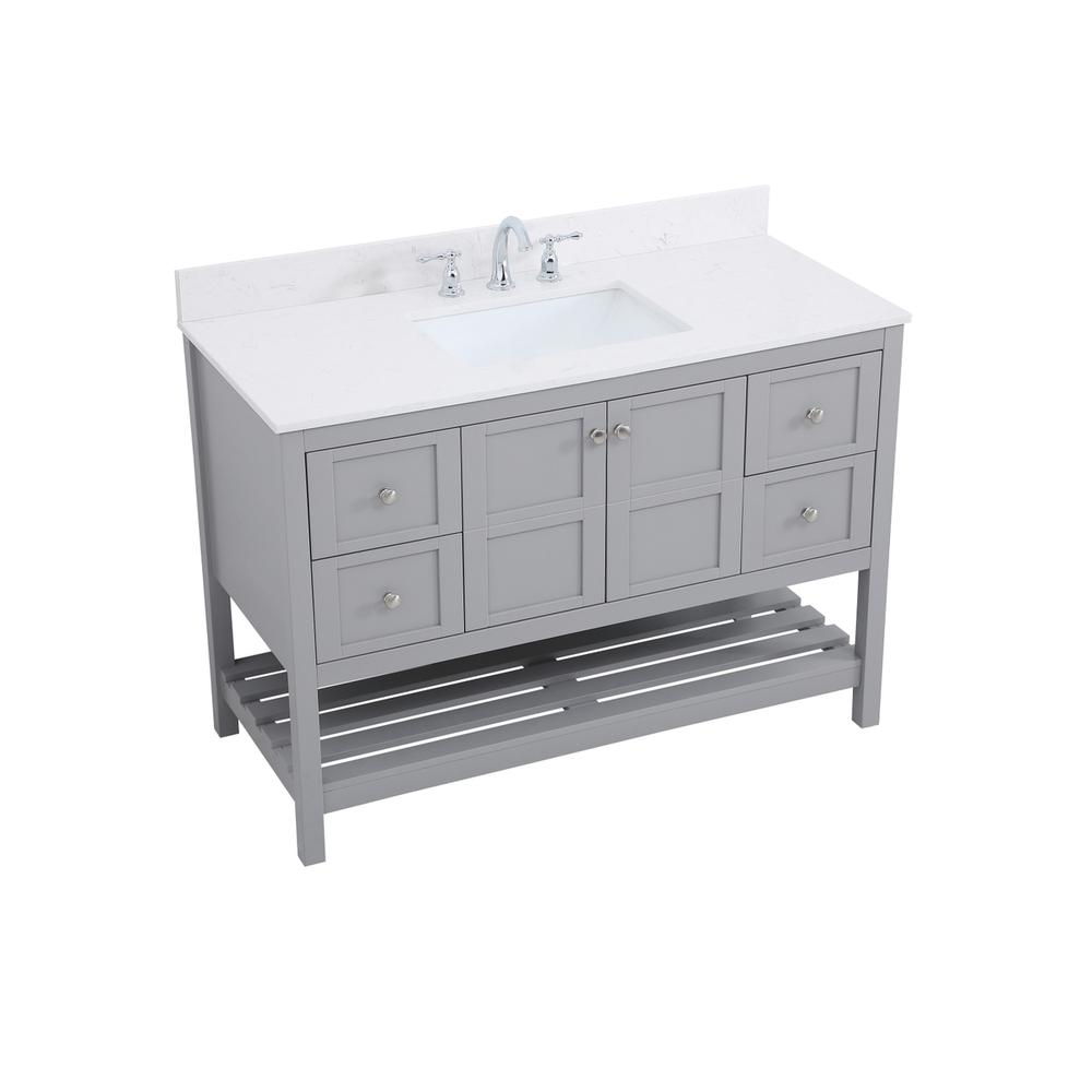 48 inch Single Bathroom Vanity in Gray with Backsplash. Picture 8