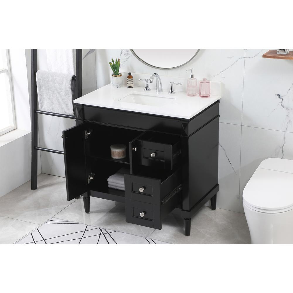 36 inch Single bathroom vanity in black with backsplash. Picture 3