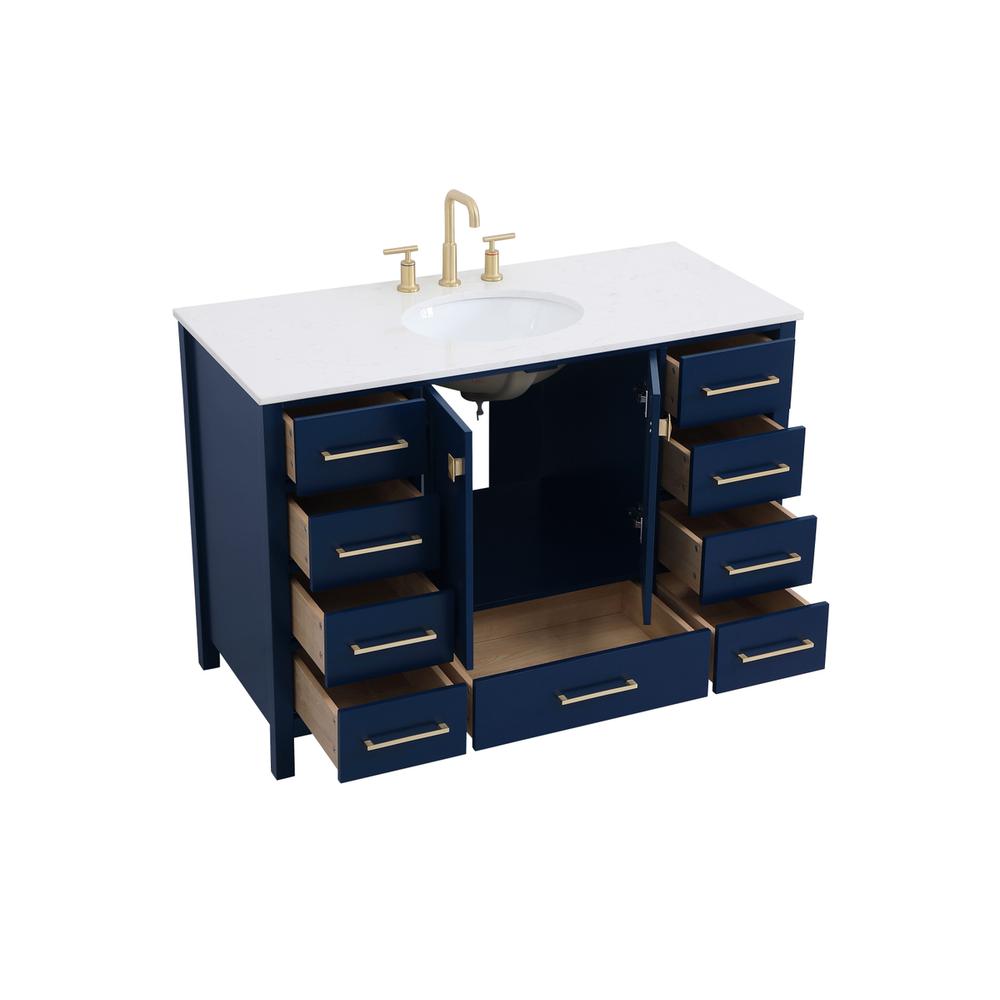 48 inch Single Bathroom Vanity in Blue. Picture 8