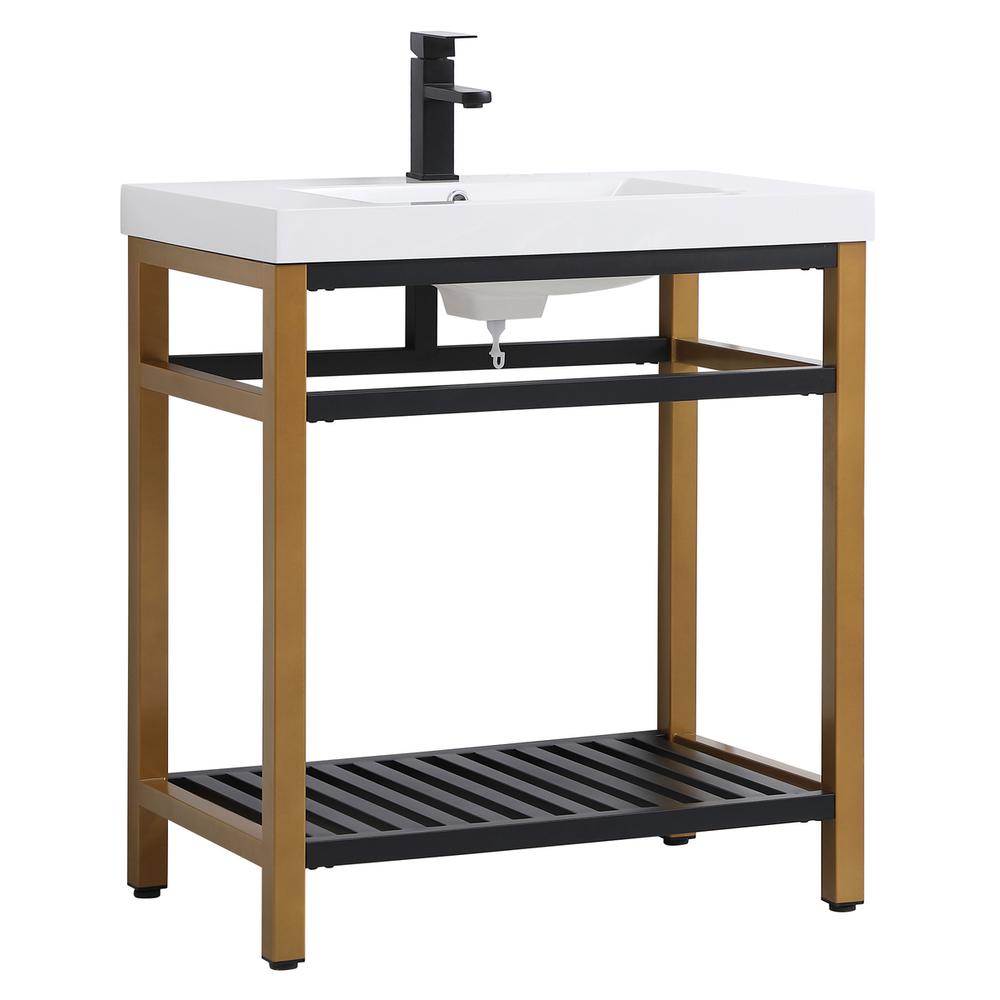 30 inch Single Bathroom Metal Vanity in Golden Black. Picture 6
