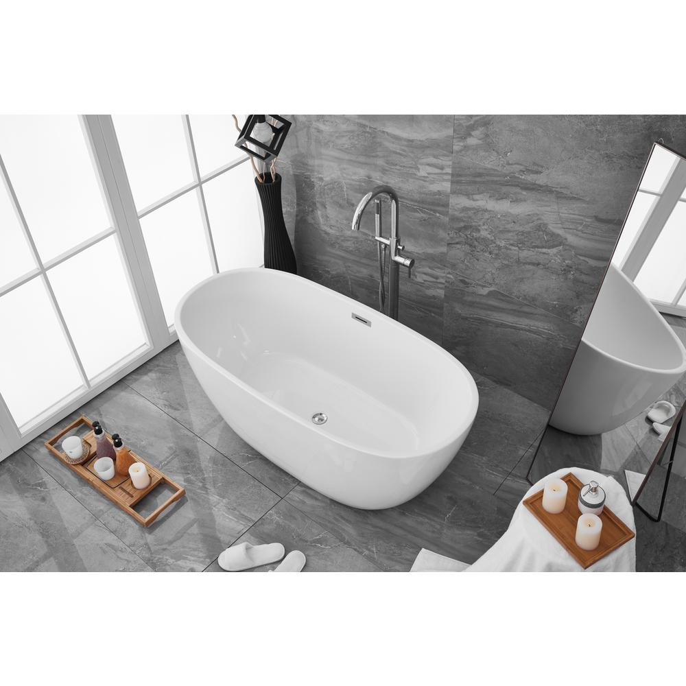 59 inch soaking roll top bathtub in glossy white. Picture 4