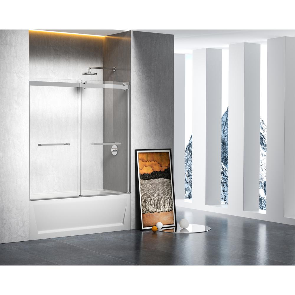 Frameless tub door 60 x 60 Polished Chrome. Picture 2