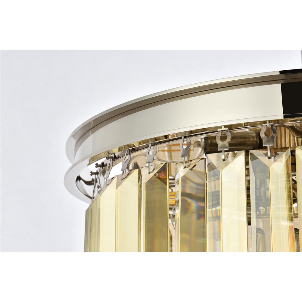 Sydney 6 light polished nickel Flush Mount Golden Teak (Smoky) Royal Cut Crystal. Picture 4