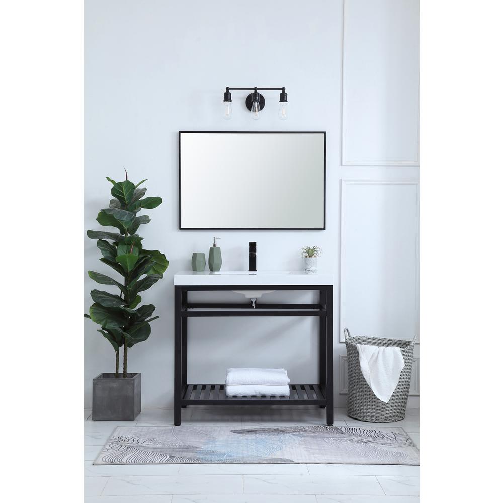 36 inch Single Bathroom Metal Vanity in Black. Picture 5