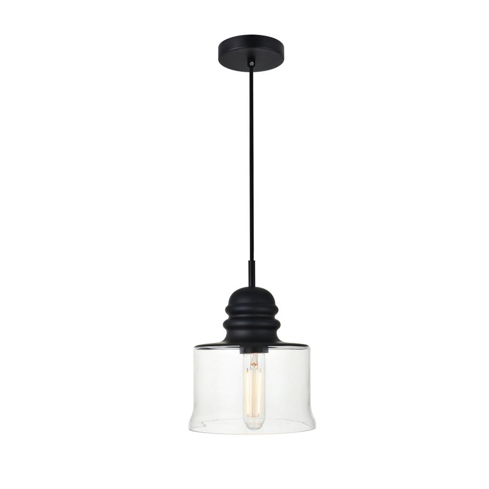 Kenna 1 Light Black Pendant With Clear Glass. Picture 1