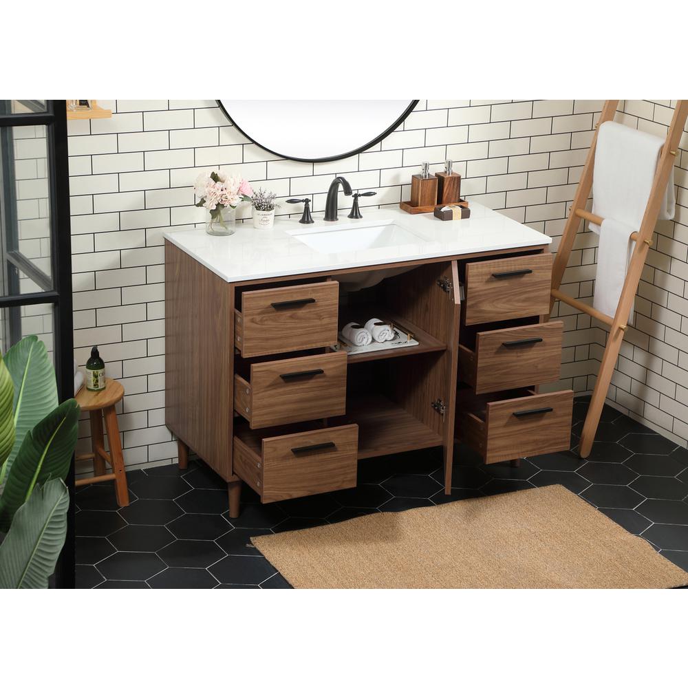 48 inch Single bathroom vanity in walnut brown. Picture 3