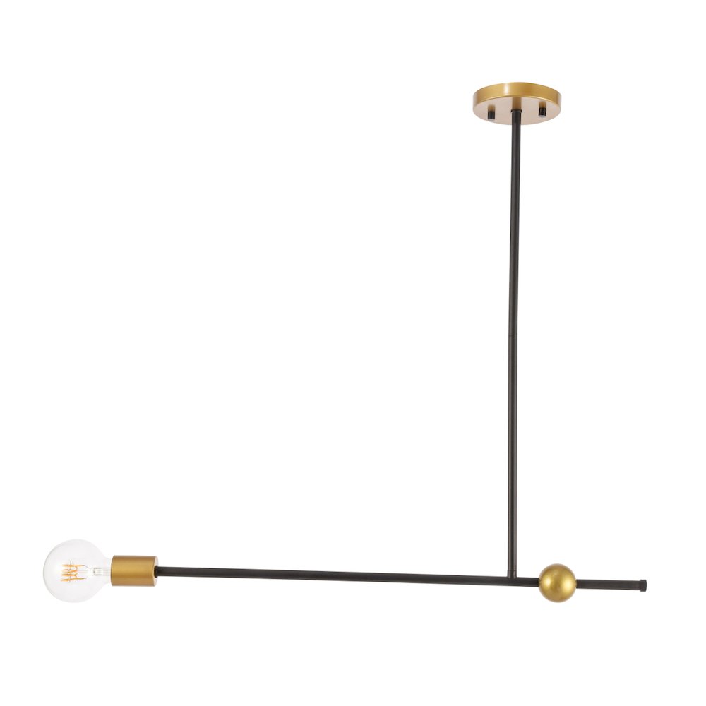 Brees 1 Light Black And Brass Pendant. Picture 3