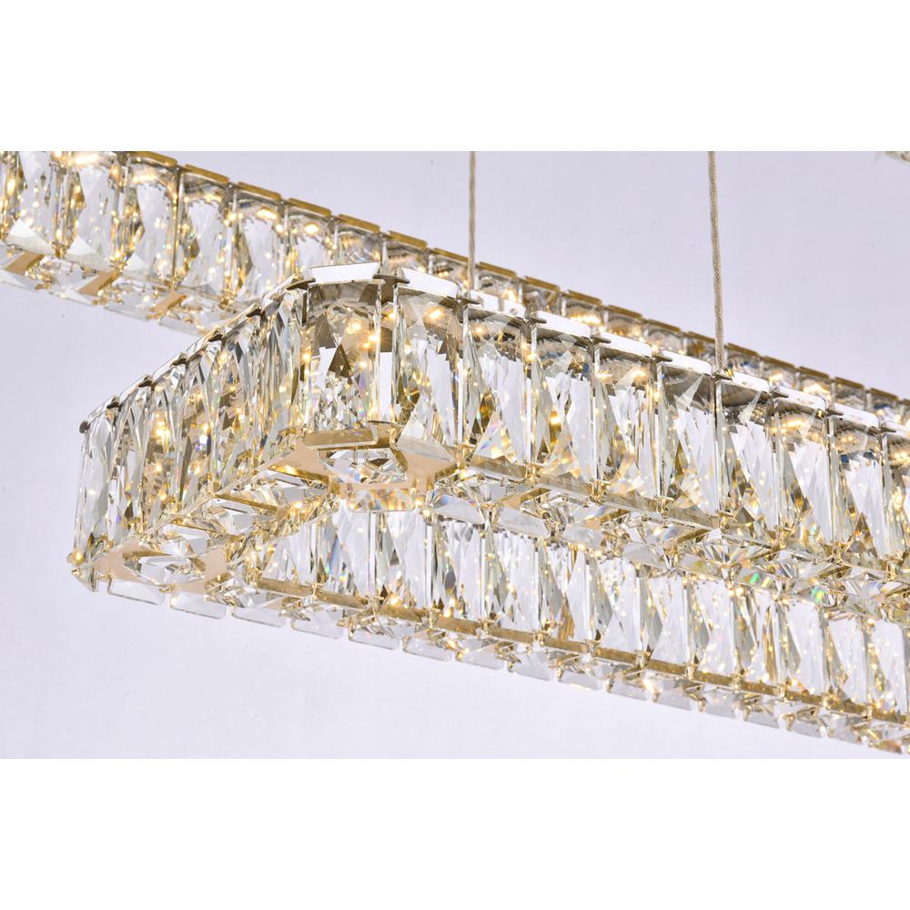 Monroe 50 inch LED triple rectangle pendant in gold. Picture 3