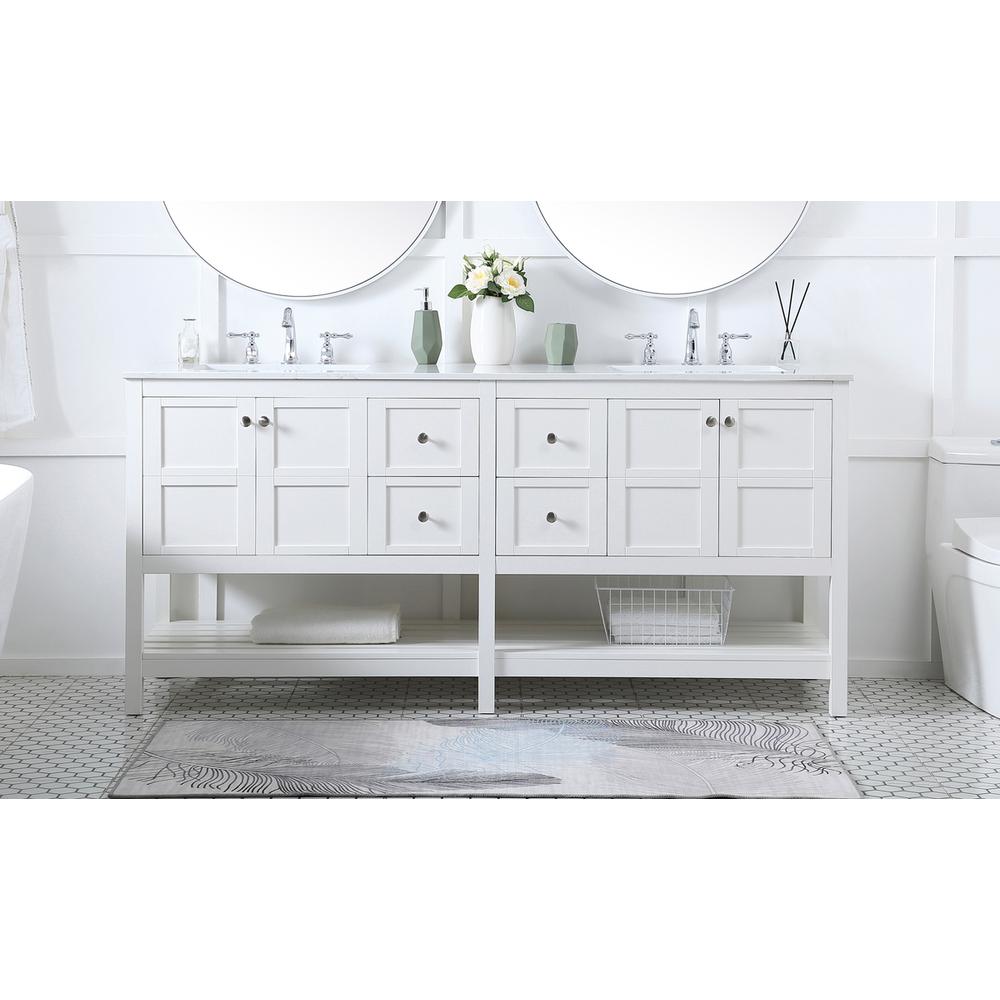 72 inch Double Bathroom Vanity in White. Picture 14