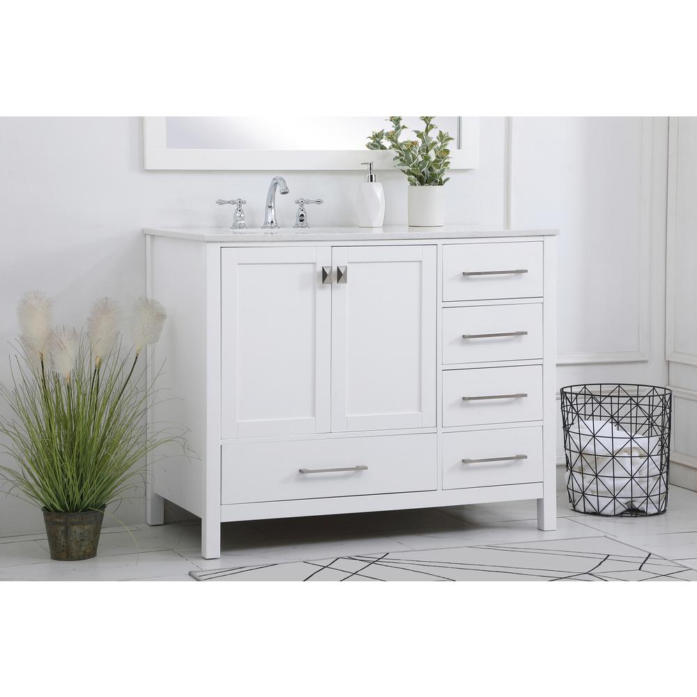 42 inch Single Bathroom Vanity in White. Picture 2