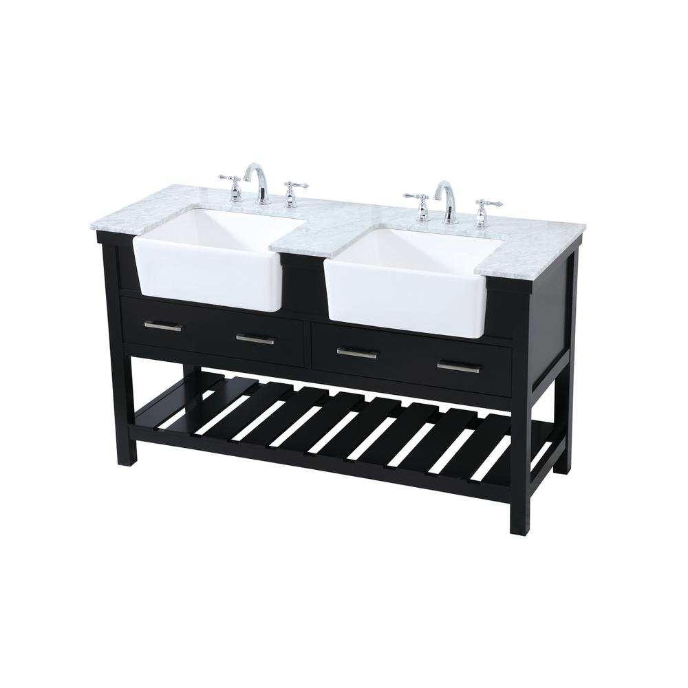 60 inch double bathroom vanity in black. Picture 8