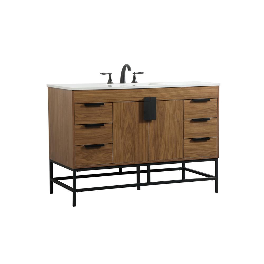 48 inch Single bathroom vanity in walnut brown. Picture 7