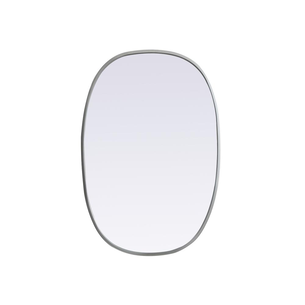Metal Frame Oval Mirror 20x30 Inch in Silver. Picture 1