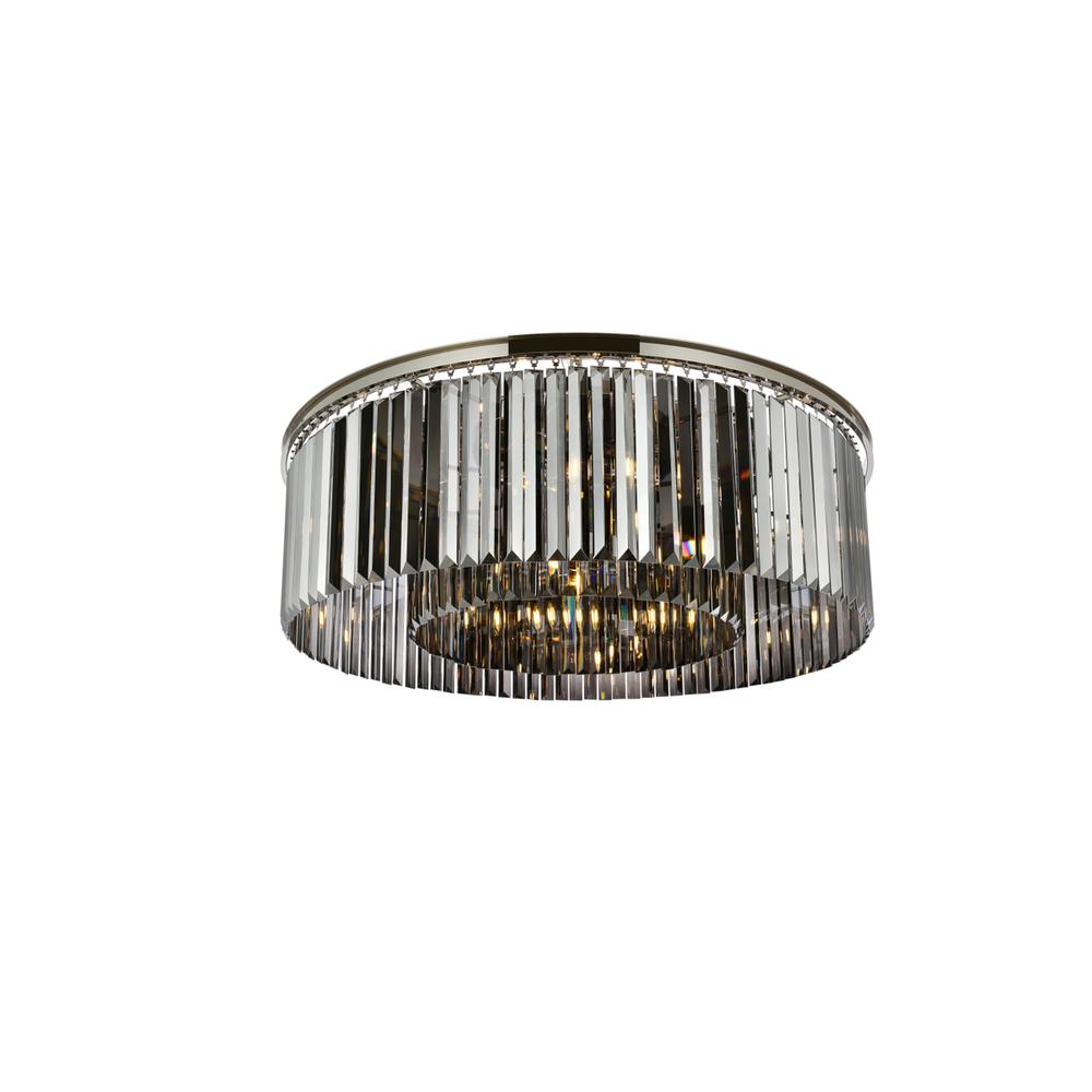 Sydney 10 light polished nickel Flush Mount Silver Shade. Picture 2