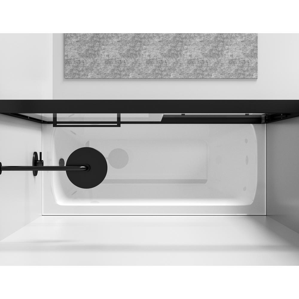 Semi-frameless tub door 60 x 60 Matte Black. Picture 4