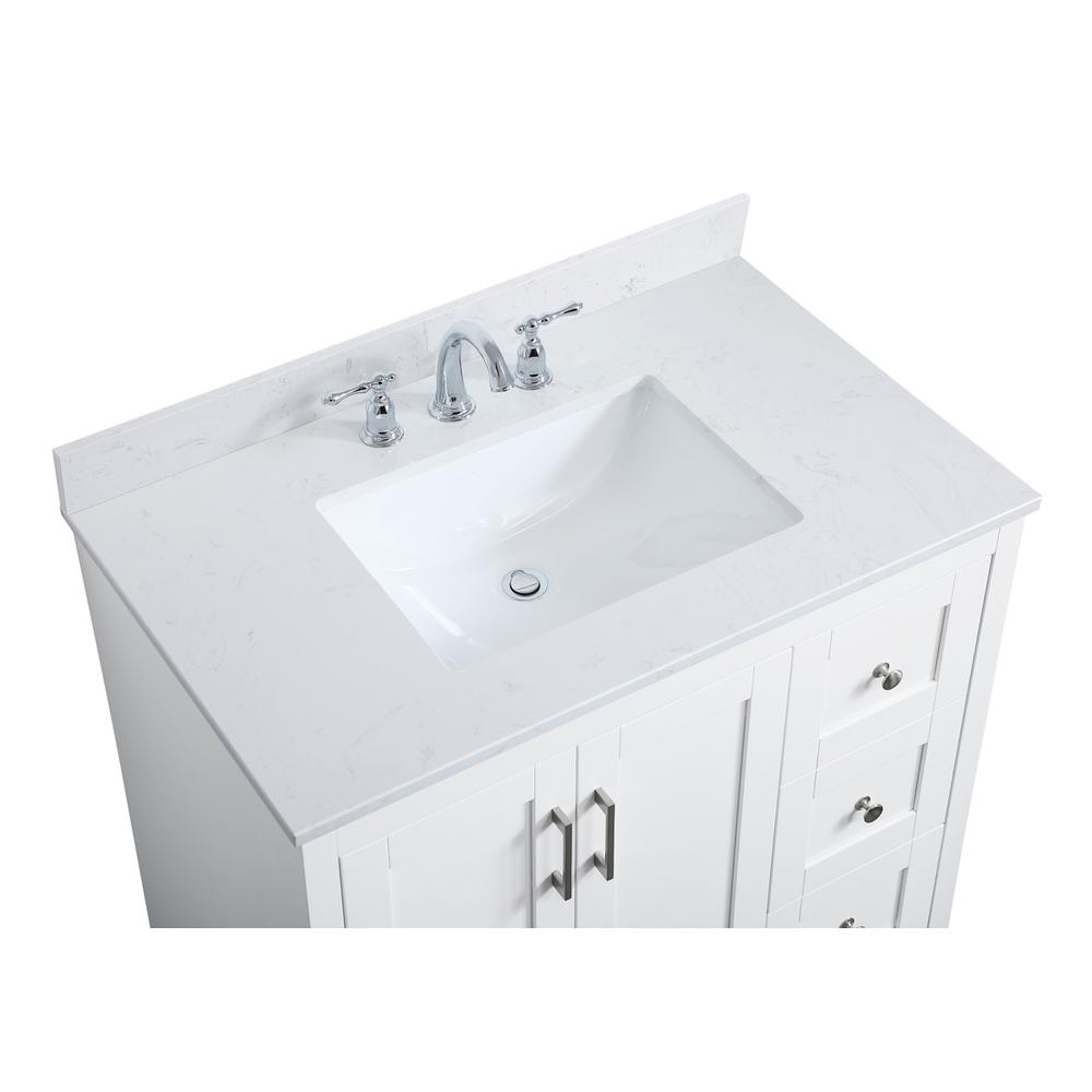 36 inch Single Bathroom Vanity in White with Backsplash. Picture 11