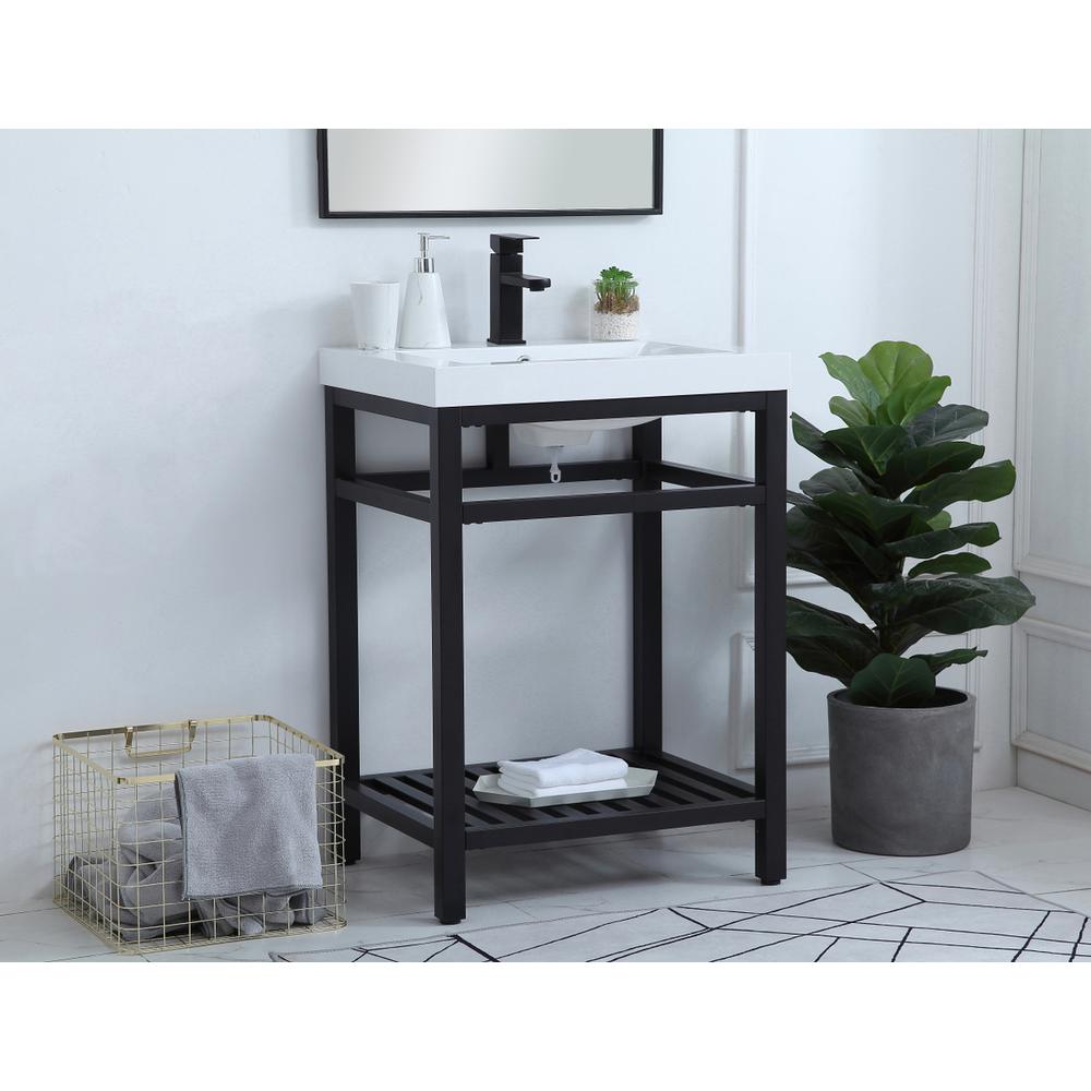 24 inch Single Bathroom Metal Vanity in Black. Picture 2