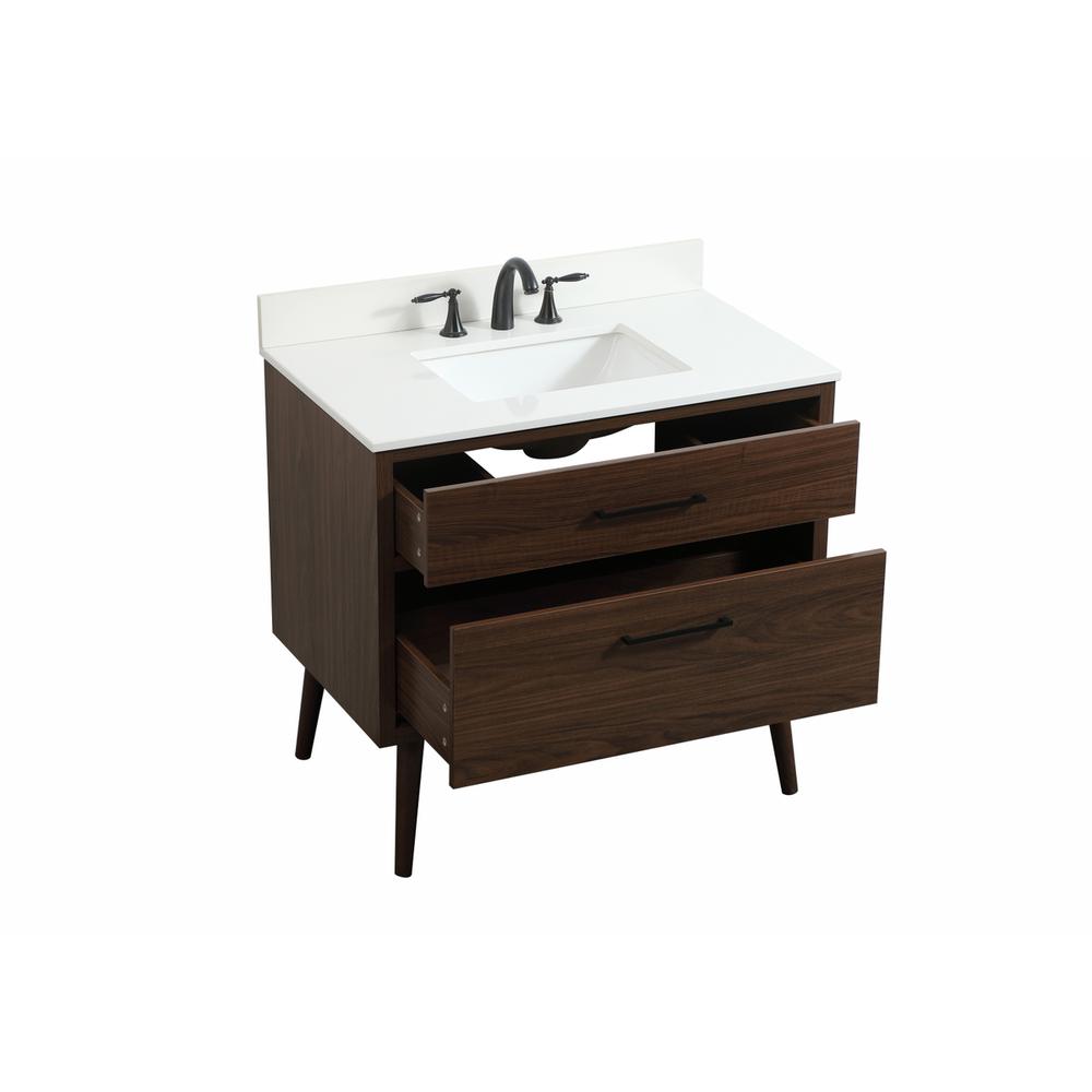 36 inch Single bathroom vanity in walnut with backsplash. Picture 9