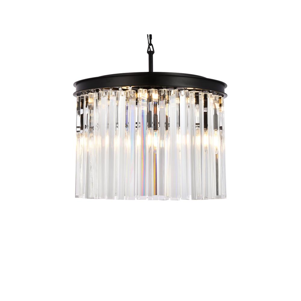 Sydney 6 light Matte Black Pendant Clear Royal Cut Crystal. Picture 2