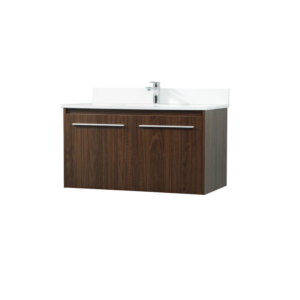 36 Inch Single Bathroom Vanity In Walnut With Backsplash. Picture 8