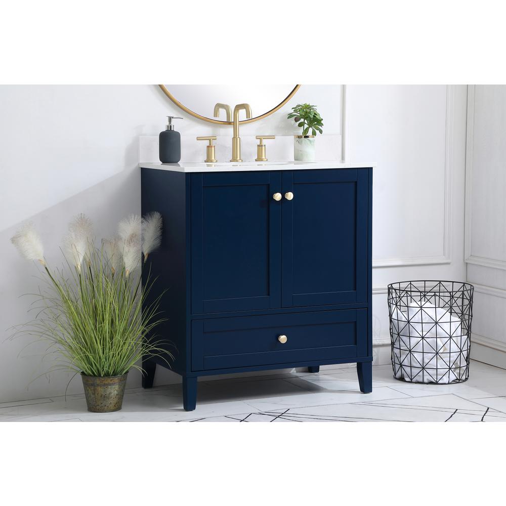 30 inch Single Bathroom Vanity in Blue with Backsplash. Picture 2