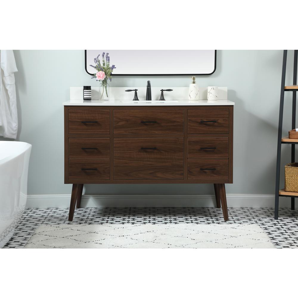 48 inch Single bathroom vanity in walnut with backsplash. Picture 14