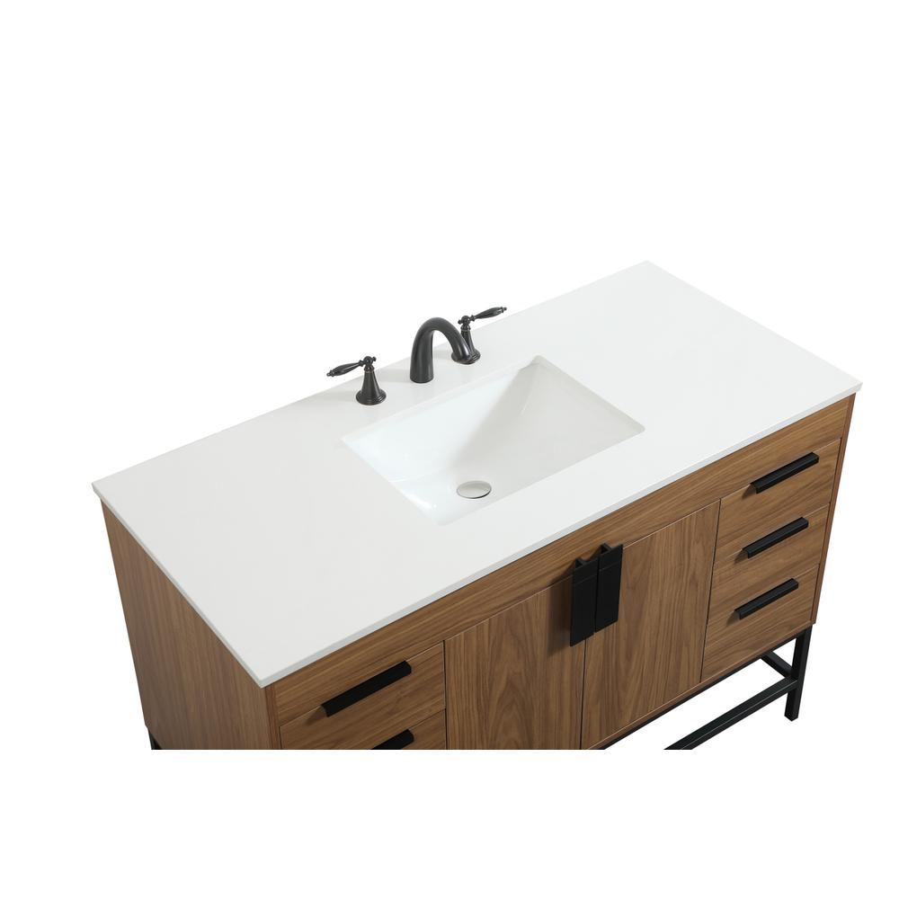 48 inch Single bathroom vanity in walnut brown. Picture 10