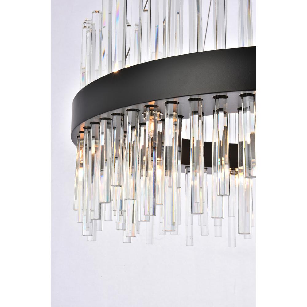 Dallas 25 inch round crystal pendant in black. Picture 4