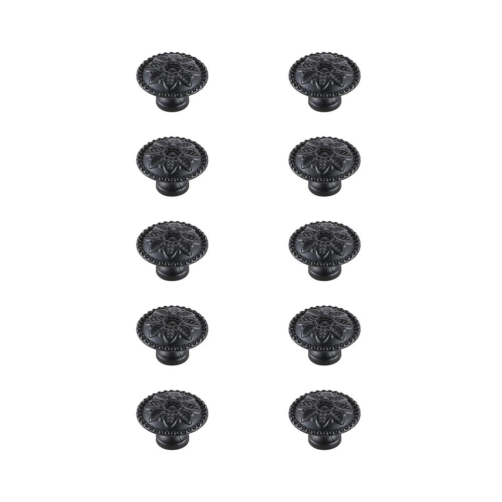 Corio 0.9" Diameter Matte Black Mushroom Knob Multipack (Set of 10). Picture 1
